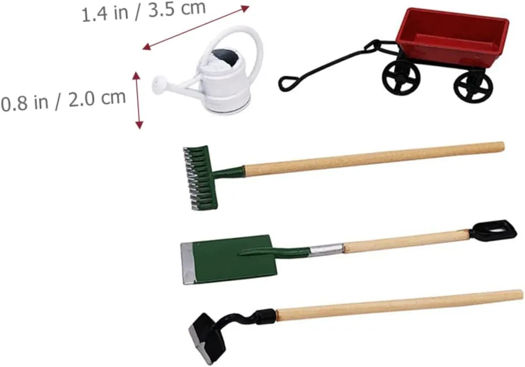 3 Sets Scale Miniature Gardening Tool Accessories for Creative Fairy Garden Scene Decoration Lightweight and Realistic Design