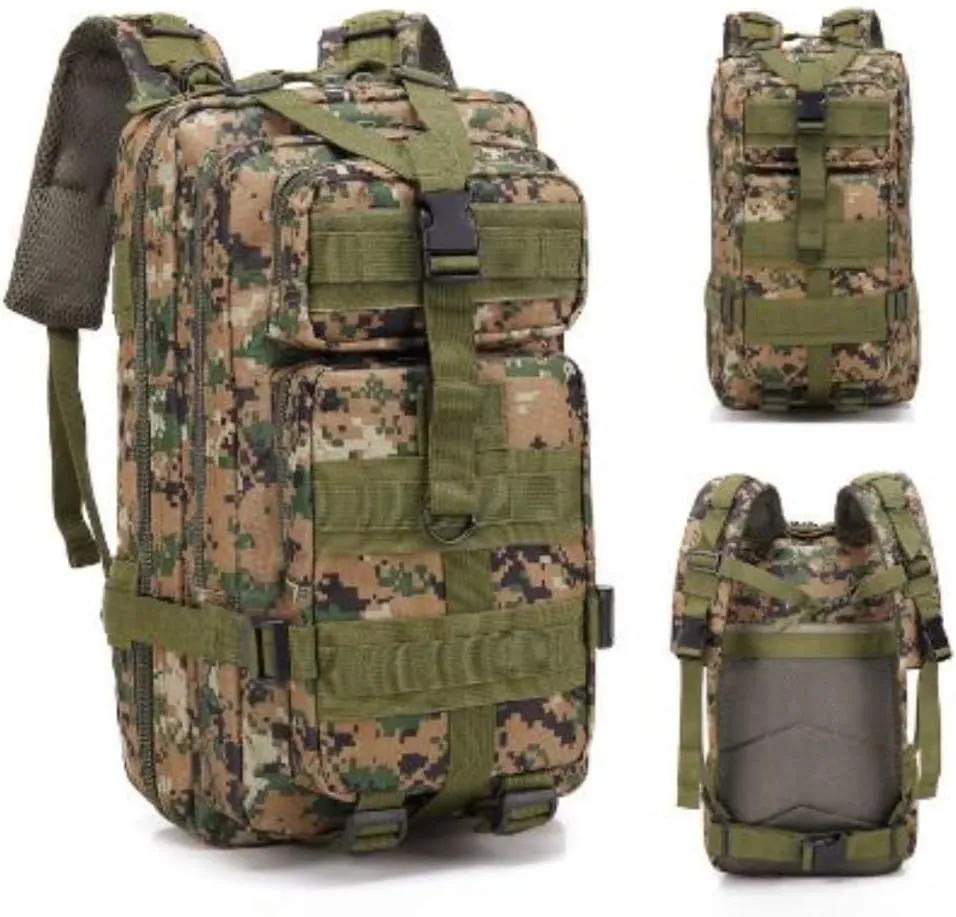 30L Waterproof Hiking Tactical Backpack with MOLLE System – Lightweight & Ergonomic Design for Camping, Trekking, Outdoor Adventures (Digital Jungle Camo)
