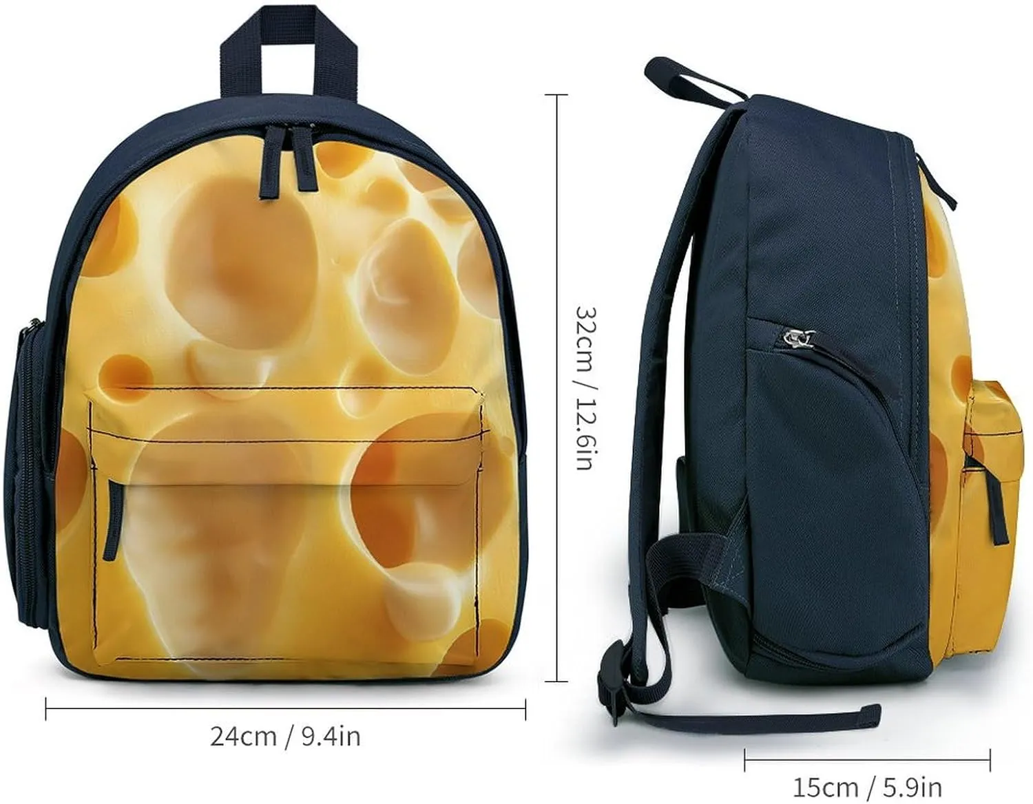 3d Cheese Cute Printed Backpack Lightweight Shoulder Bag Travel Daypack for Camping Picnic Blue-style