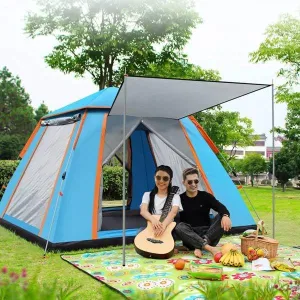 4-5Person Easy Pop Up Tent Waterproof Automatic Setup 2 Doors-Instant Family Tents for Camping Hiking&Traveling(Blue)