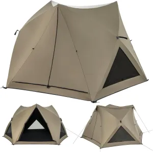 4-6 Person Dome Instant Tent Pop Up Camping Tent with Removable Rainfly Visible Skylight 3 Zippered Mesh Doors & Windows, Carrying Bag, Outdoor Easy Setup Waterproof Tent for Backpacking