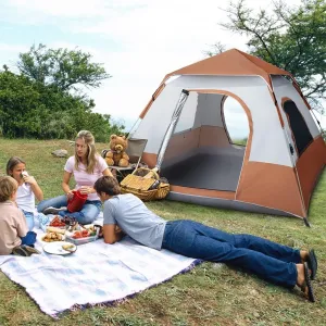 4-Person Cabin Tent with Instant Setup | Waterproof | Lightweight | Portable Large Pop Up Tent with Easy 60 Second Camp Setup for Family, Outdoor, Hiking and Mountaineering | Included Carry Bag