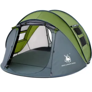 4 Person Easy Pop Up Tent, Easy Setup Hiking & Traveling Green
