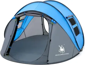 4 Person Easy Pop Up Tent,9.5’X6.6’X52'',Waterproof, Automatic Setup,2 Doors-Instant Family Tents for Camping, Hiking & Traveling