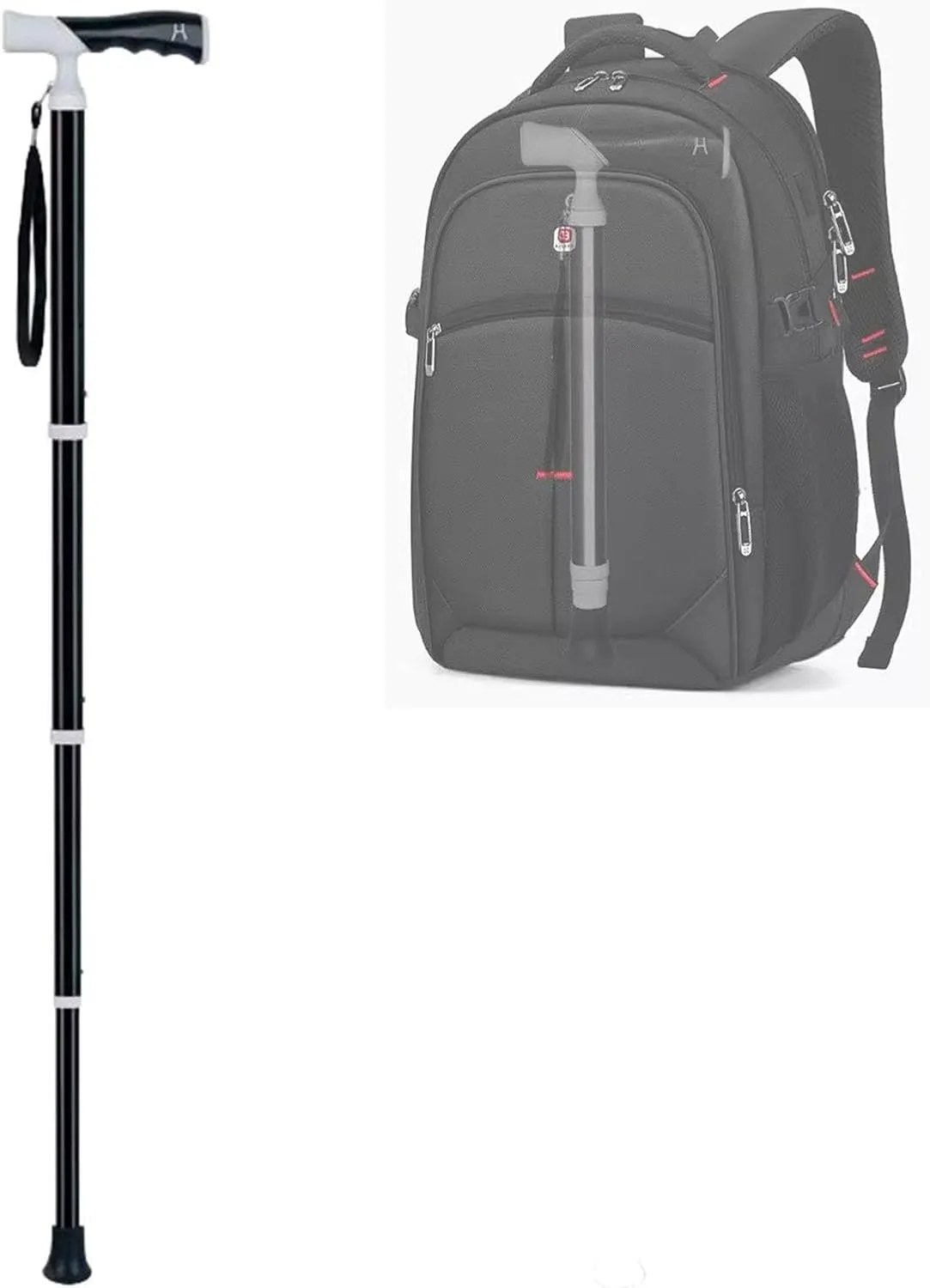 4-Sect Telescopic Trekking Poles Outdoor Walking Poles - Dual-Purpose Handle Portable Walking Stick - Retractable to 38Cm Suitable for Hiking Traveling Walking