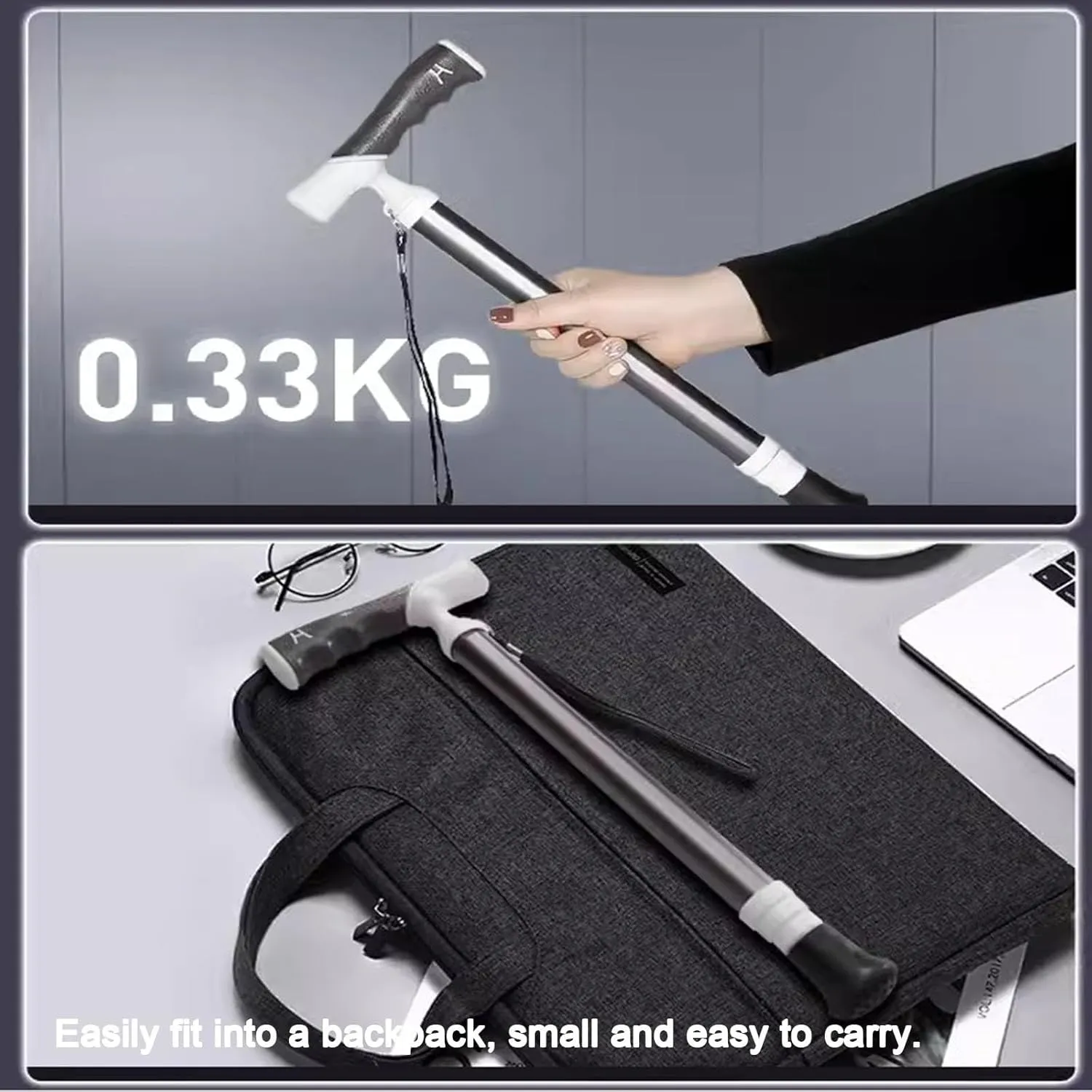 4-Sect Telescopic Trekking Poles Outdoor Walking Poles - Dual-Purpose Handle Portable Walking Stick - Retractable to 38Cm Suitable for Hiking Traveling Walking