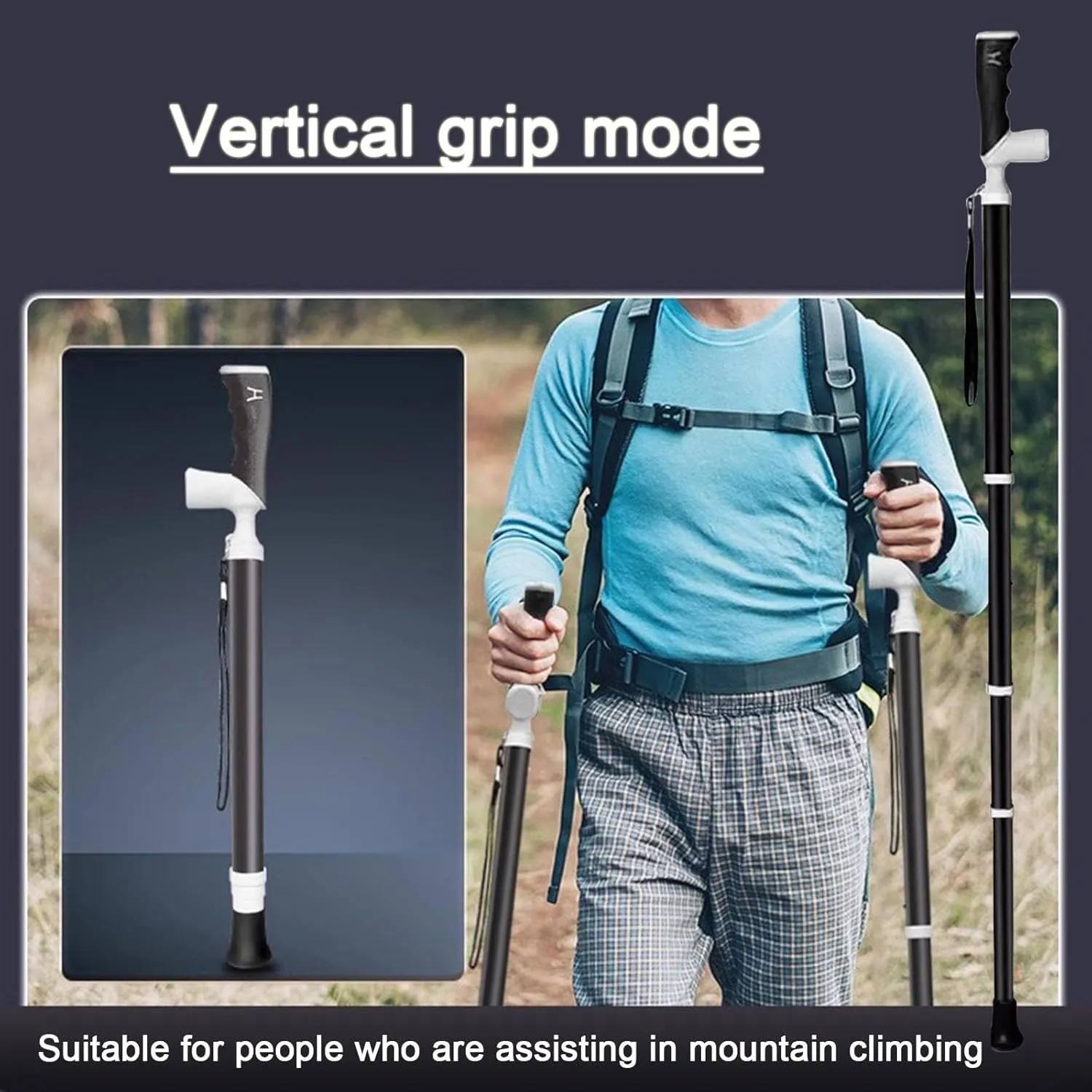 4-Sect Telescopic Trekking Poles Outdoor Walking Poles - Dual-Purpose Handle Portable Walking Stick - Retractable to 38Cm Suitable for Hiking Traveling Walking