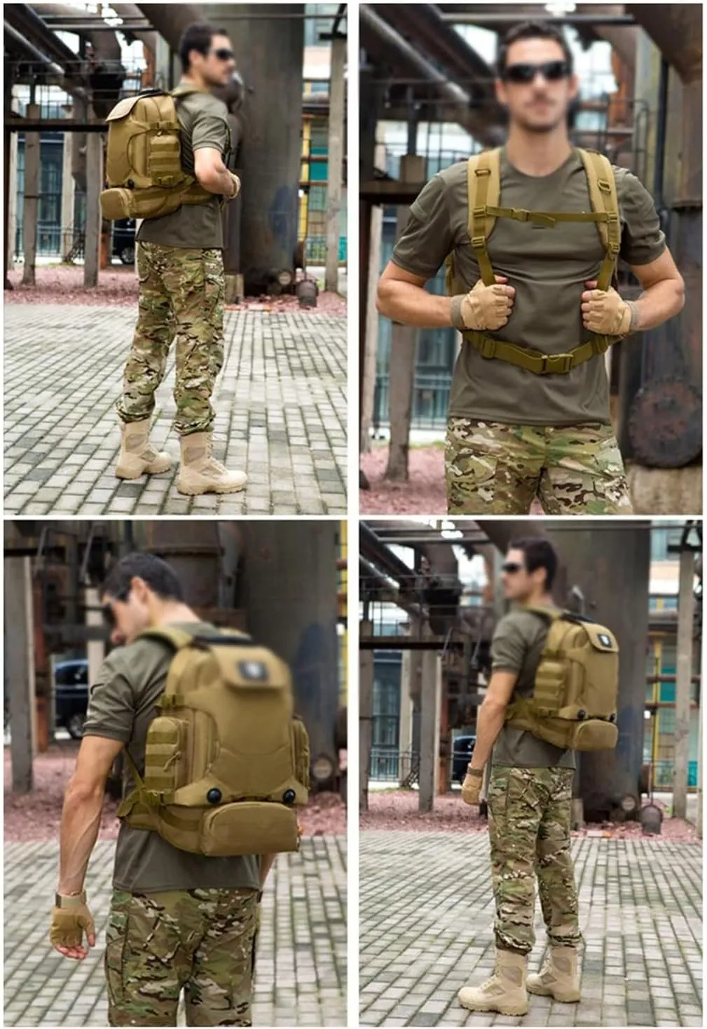 40L Backpack Three-in- Multifunctional Backpack Cycling Mountaineering Bag Travel Hiking Bag(D)