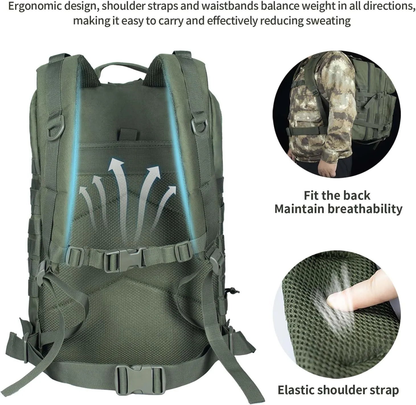 45L Military Tactical Backpack For Men Highland Assault Large Army Pack 3 Day Molle Bug Out Bag With Water Cup Bag Outdoor Camping Hiking Daypack Green Rucksack