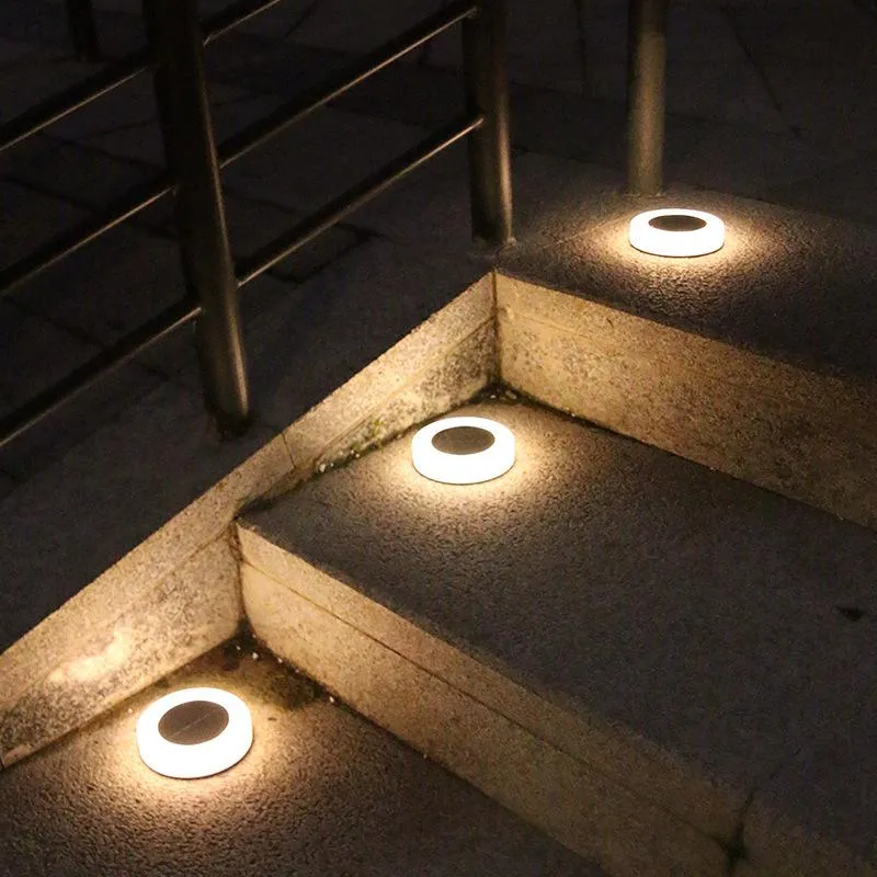 4pcs Solar Powered Underground Light 8 LEDS Lamp Lantern Waterproof Landscape Lighting for Pathway Patio Yard Lawn Decoration