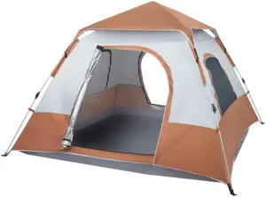 4Person Easy Pop Up Tent Waterproof Automatic Setup2Doors-Instant Family Tents for Camping Hiking & Traveling (Brown)