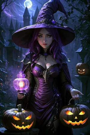 500 Pieces, Witch Pumpkin Lantern， Wooden Puzzle, Youth Intelligence Challenge, Adult Stress Relief Puzzle, Relaxing Family Activities, Poster Decoration Puzzle SUZE: 15x20.4 in