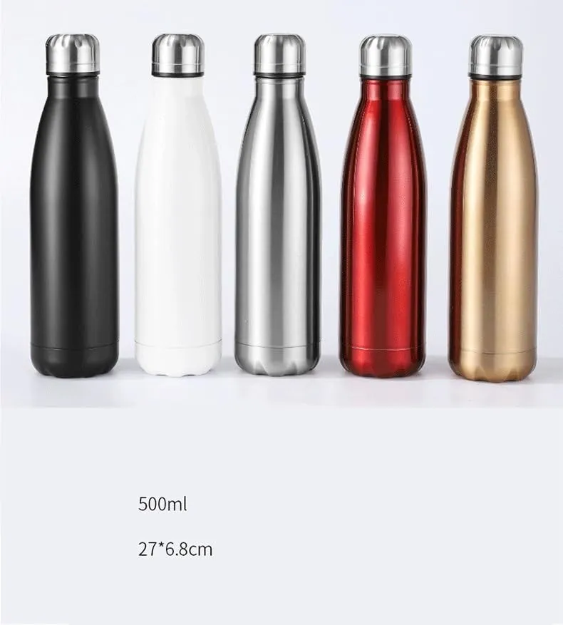 500ML Kettle, Double-layer Stainless Steel Sports Water Bottle, Suitable For Outdoor Travel And Camping(White)