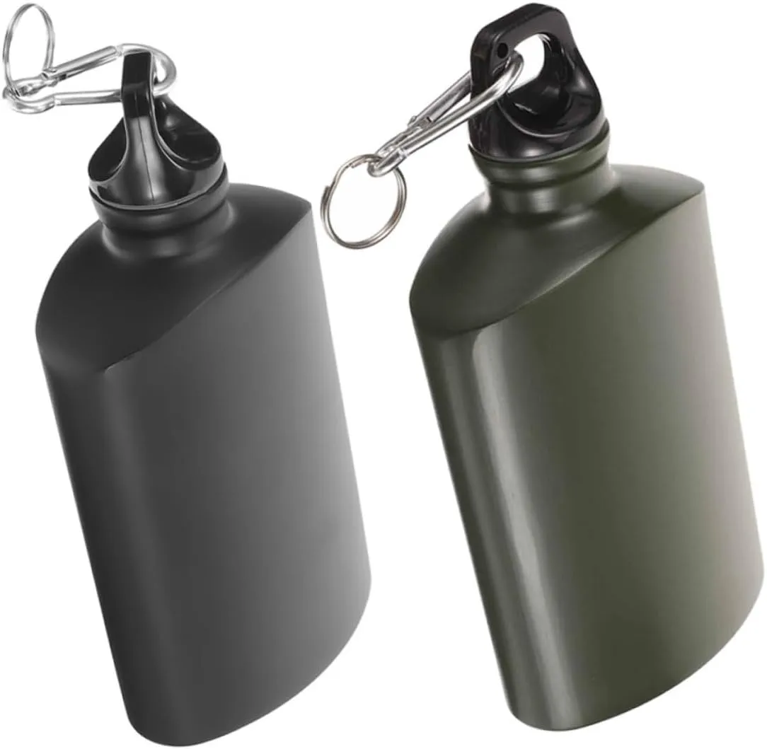 500ml Lightweight Metal Water Bottle Outdoor Kettle with Hook Compact Canteen for Hiking Run Gym Travel