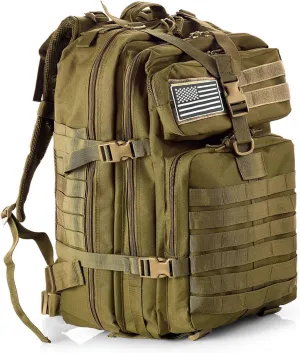 50L Sturdy Nylon Waterproof Fishing Hunting Backpack Outdoor Military Rucksacks Tactical Sports Camping Hiking Bags (Khaki)