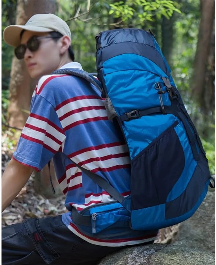 52L Outdoor Mountaineering Bag Mountaineering Backpack Mountaineering Sports Bag with Rain Cover(E)