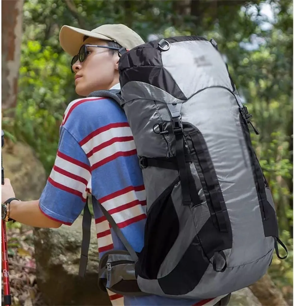 52L Outdoor Mountaineering Bag Mountaineering Backpack Mountaineering Sports Bag with Rain Cover(E)