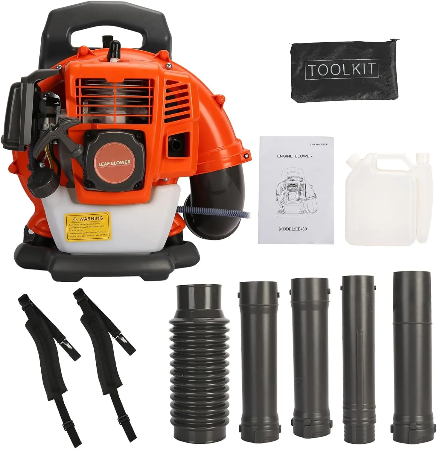 550 CFM Gas Powered Backpack Leaf Blower,52CC 1.25KW 2-Stroke Engine, 6800 RPM, Ergonomic Design Leaf Blower with Adjustable Shoulder Straps, Cruise Control for Lawn & Garden Cleanup ﻿ O