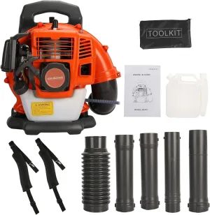 550 CFM Gas Powered Backpack Leaf Blower,52CC 1.25KW 2-Stroke Engine, 6800 RPM, Ergonomic Design Leaf Blower with Adjustable Shoulder Straps, Cruise Control for Lawn & Garden Cleanup ﻿ O