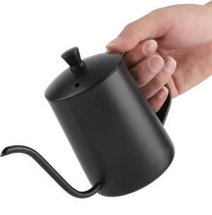 550ml Stainless Steel Long Gooseneck Coffee Pot, Camping Coffee Percolator Stovetop, Coffee Kettle with Ergonomic Ear Shape Handle & Lid for Home Kitchen Coffee Shop