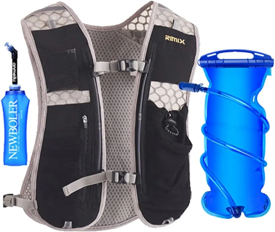 5L Lightweight Running Backpackn Outdoor Sports Trail Racing Marathon Hiking Fitness Bag Hydration Vest Pack for Men Women with 1L Bag or 500ml Kettle (Backpack and 1.5l )