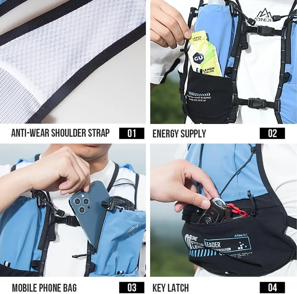 5L Running Hydration Vest Backpack for Men Women, Adjustable & Lightweight, Front & Back Pockets for Essential Storage