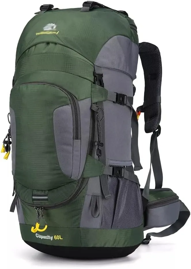60L Outdoor Hiking Backpack Rucksack Travel Mountaineering Bag Hiking Camping Backpack(Black)