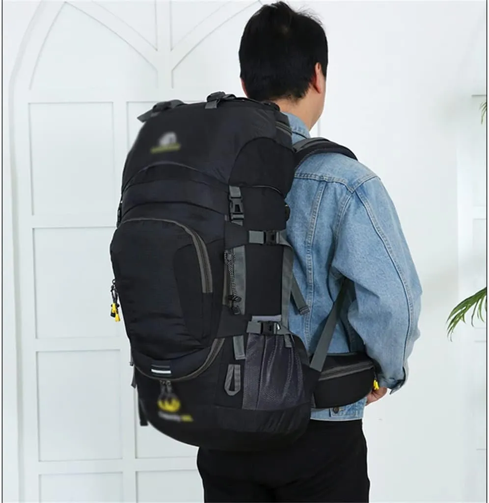 60L Outdoor Hiking Backpack Rucksack Travel Mountaineering Bag Hiking Camping Backpack(Black)