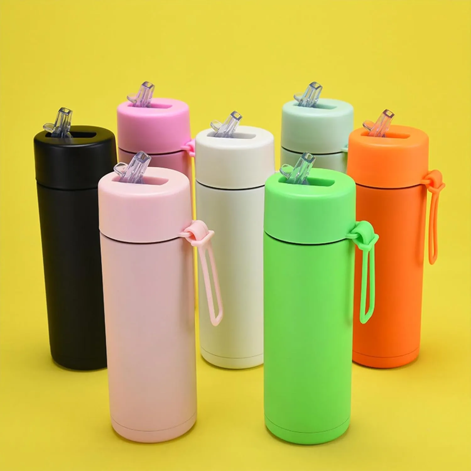 650ml/22oz Portable Silicone Handle Sports Kettle American Large Mouth Stainless Steel Insulated Cup-indigo