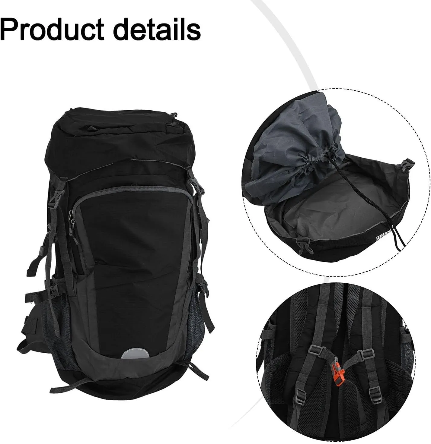65L Hiking Backpack Waterproof Nylon Travel Daypack With Rain Cover For Camping Trekking Mountaineering Camping Backpack Assault Pack For Climbing(Black)