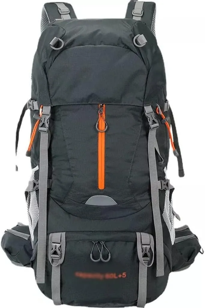 65L Mountaineering Bag Hiking Mountaineering Bag Outdoor Camping Backpack with Rain Cover(D)