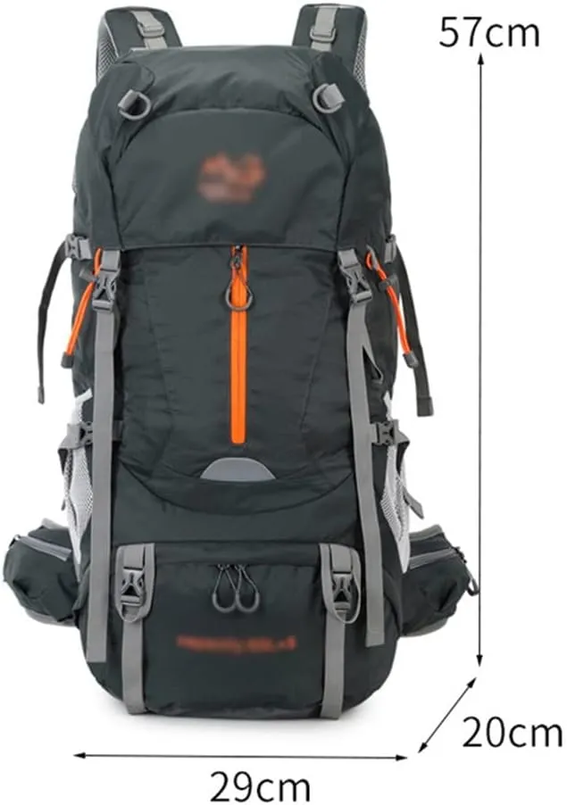 65L Mountaineering Bag Hiking Mountaineering Bag Outdoor Camping Backpack with Rain Cover(D)