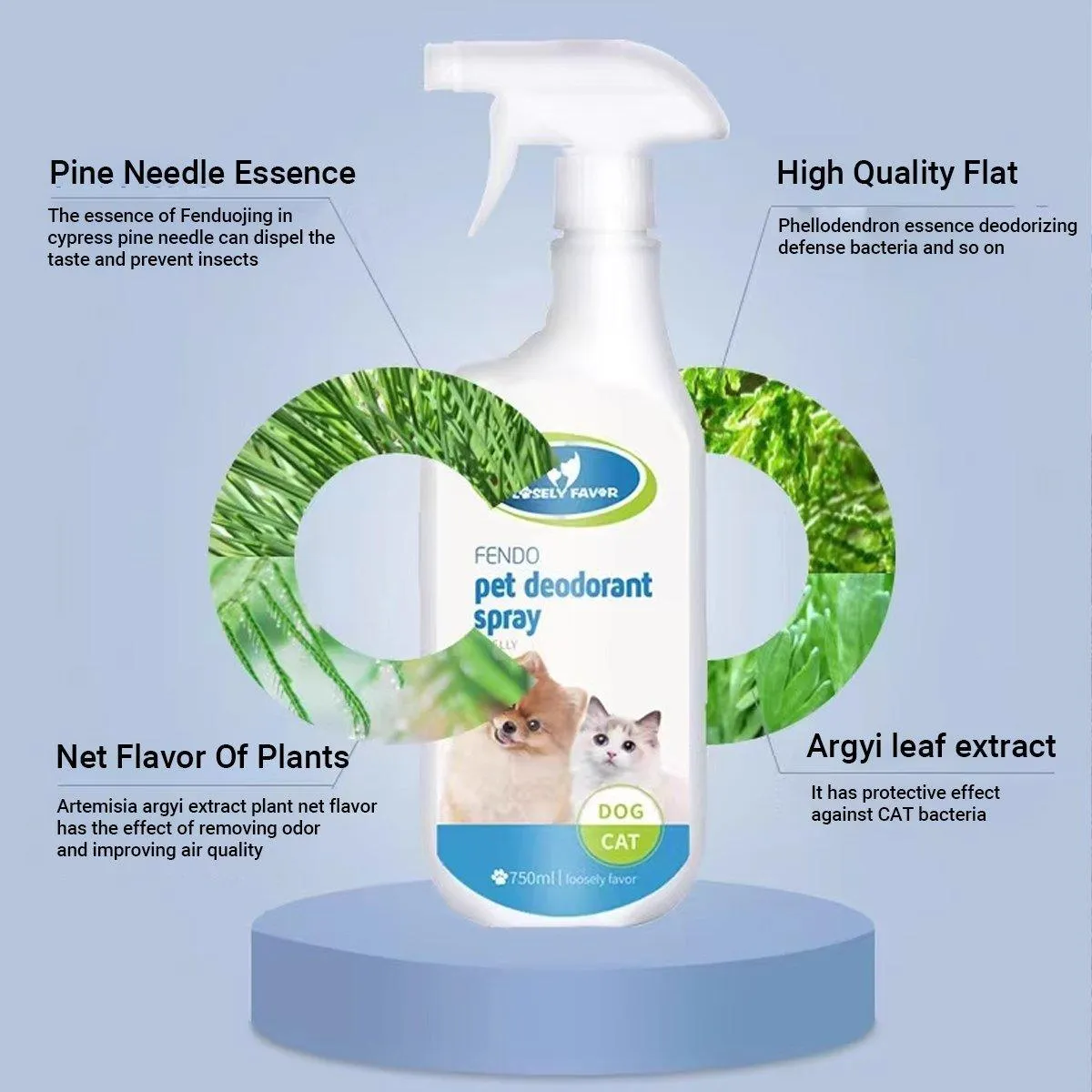 750ml Pet Odor Eliminator Spray for Dogs and Cats Indoor Cat Litter Freshener