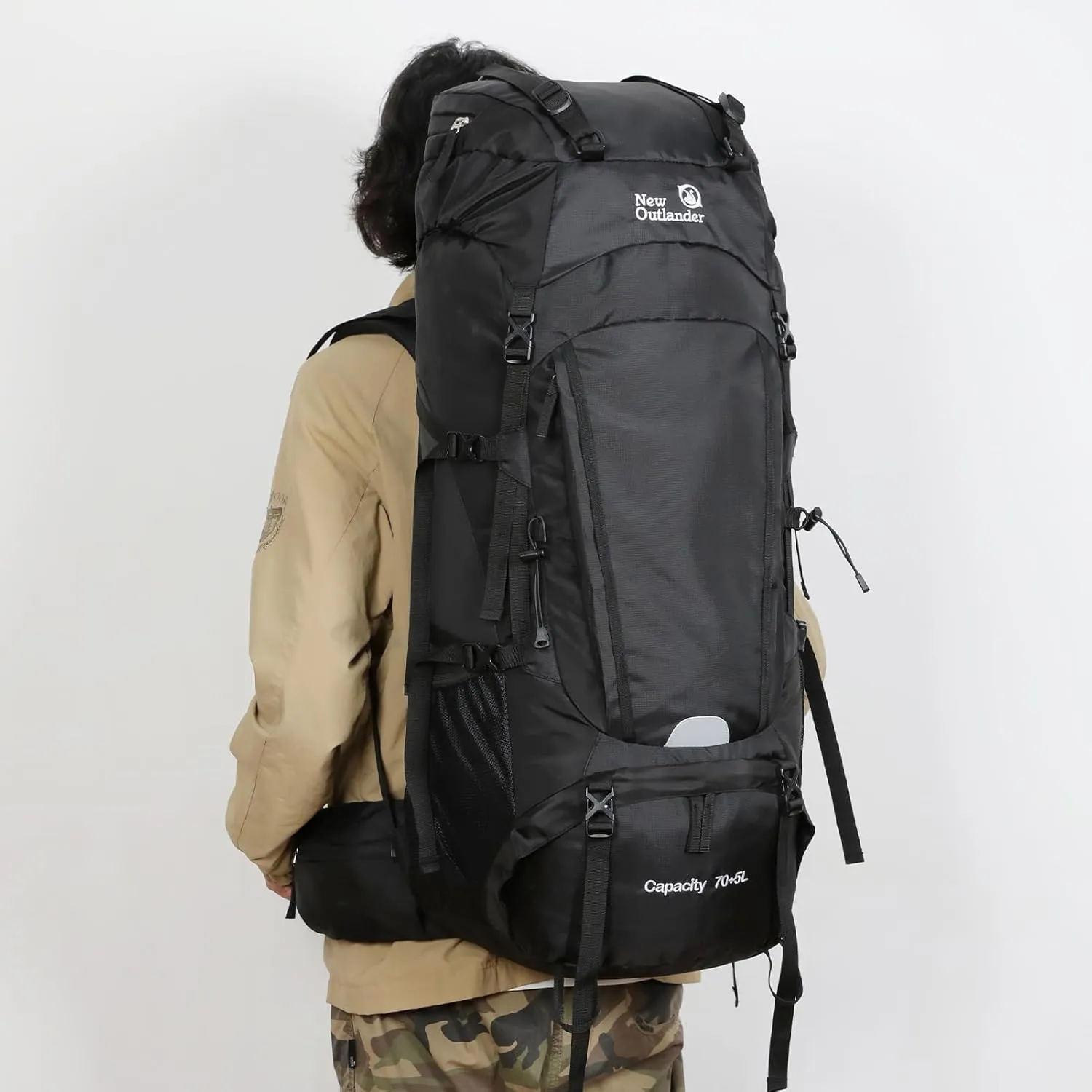75L Internal Frame Hiking Backpack Mountain Climbing Camping Backpack Travel Daypack with Rain Cover for Men & Women