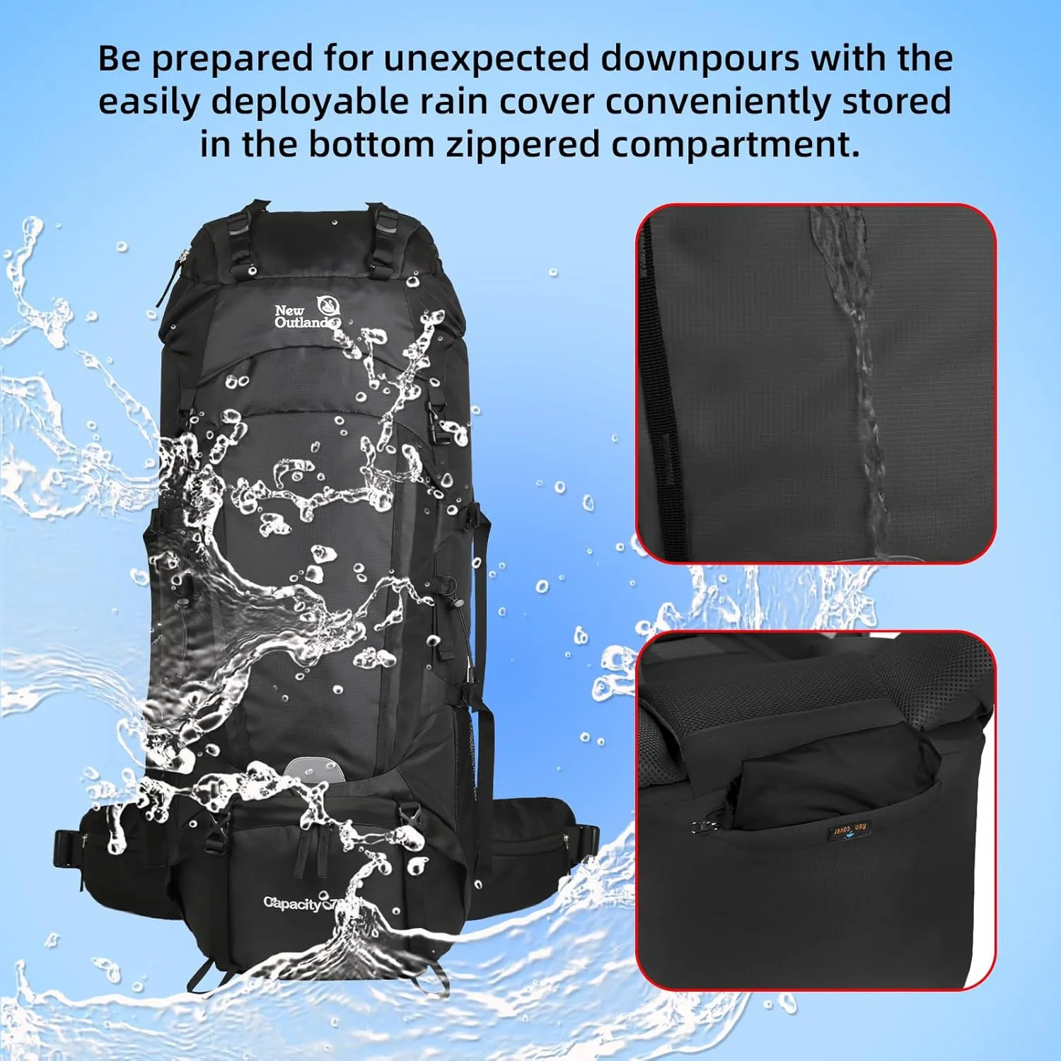 75L Internal Frame Hiking Backpack Mountain Climbing Camping Backpack Travel Daypack with Rain Cover for Men & Women