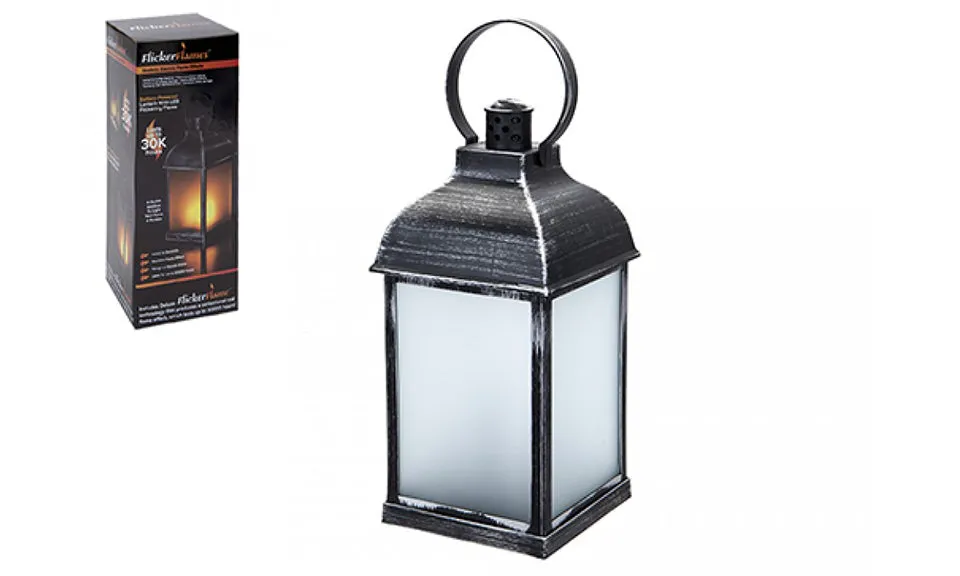 8.5" B/O Antique Dancing Flame Effect Lantern