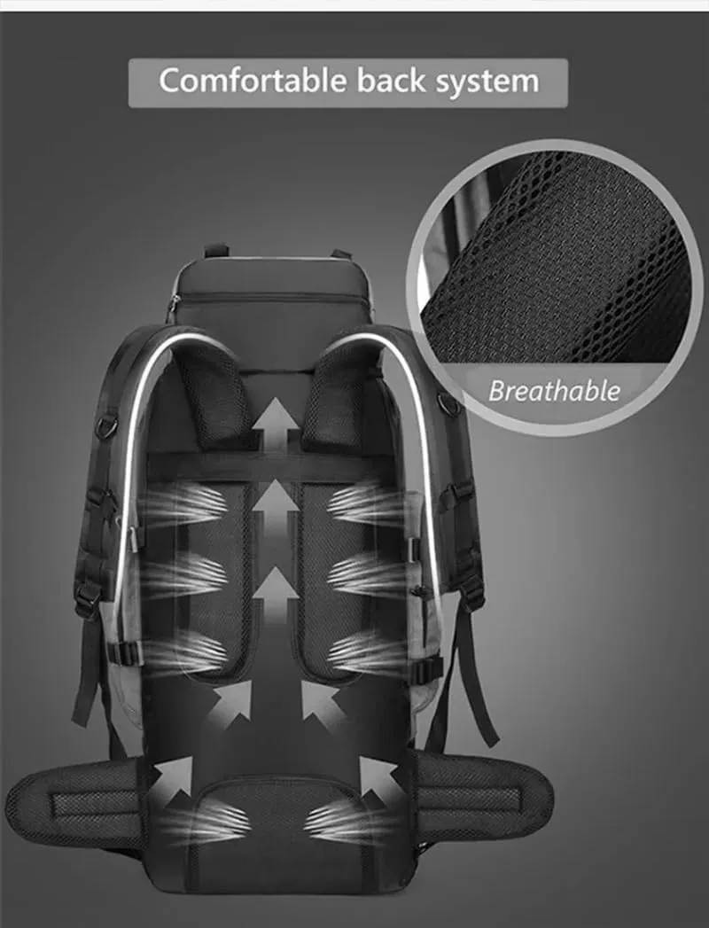 90L Travel Camping Rucksack Large Nylon Hiking Climbing Sports Bag Trekking Mountaineering Big Capacity Backpack
