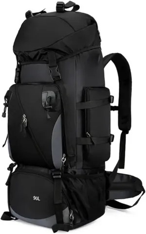 90L Travel Camping Rucksack Large Nylon Hiking Climbing Sports Bag Trekking Mountaineering Big Capacity Backpack