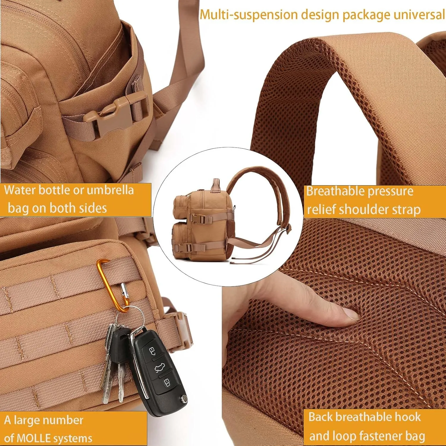 9L Mini Tactical Backpack, Multi-Purpose Rucksack,Small Gym Bag, EDC Molle, for Men and Women (Pink)