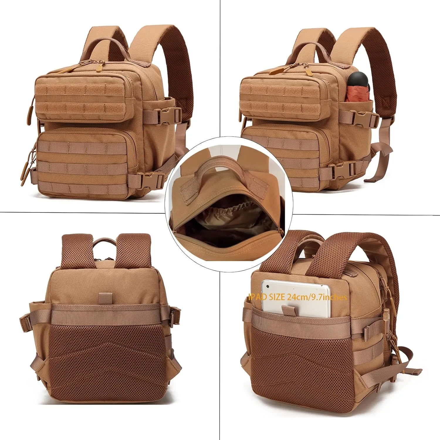 9L Mini Tactical Backpack, Multi-Purpose Rucksack,Small Gym Bag, EDC Molle, for Men and Women (Pink)