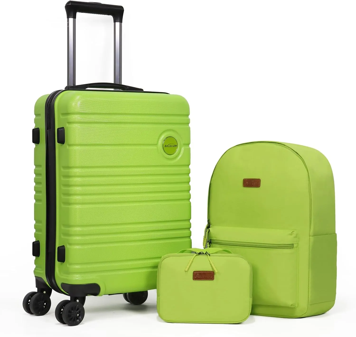 ABS PC Carry on Luggage set with backpack 3 Pcs suitcace with Spinner wheels TSA Lock 20-In hardshell Lightweight Luggage set (Lime)