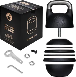 Adjustable Kettlebell Set [Bells of Steel] Kettle Bell Weight Set | Steel Shell, Internally-Loaded for Full Body Workouts | Competition Standard 35mm Handle, 12-20.5kg