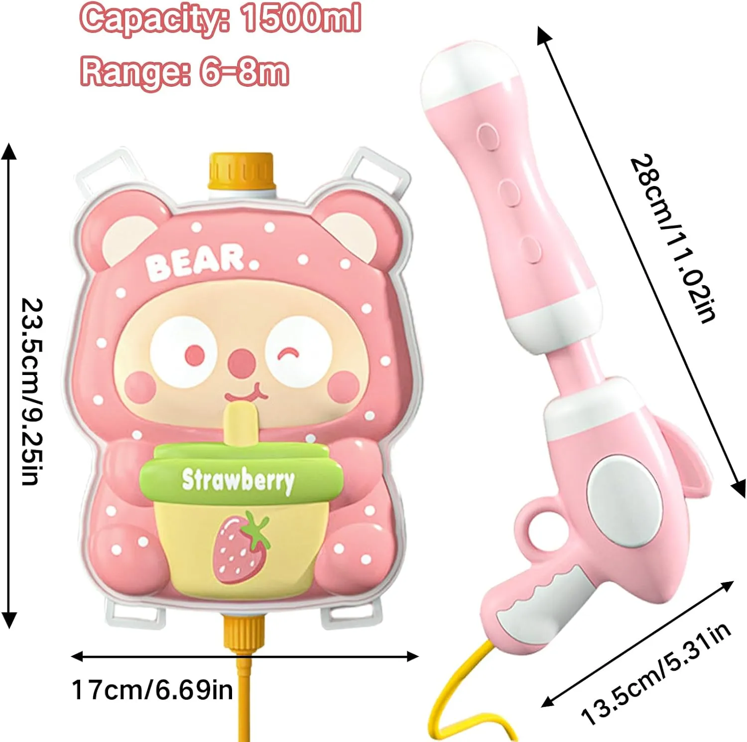 Adorable Penguin Backpack Water Gun - High-Capacity Outdoor Toy for Unlimited Summer Splash Fun (Strawberry Bear)