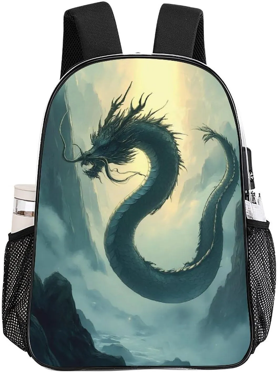 Adults Lightweight Fantasy Dragon Art Shoulder Book Bags Big Capacity Shoulder Bag Transparent Bag for Trekking Work Walking Cycling