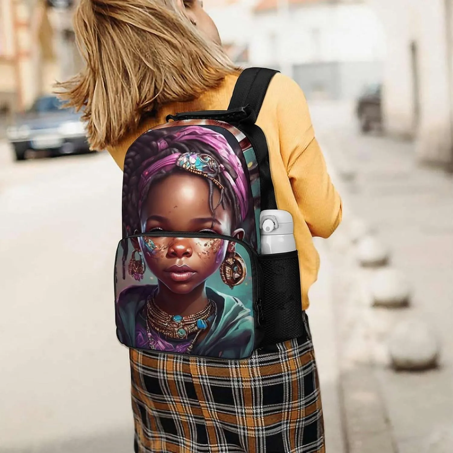 Afro Women African American Black Woman Art Rucksacks Lightweight Multipurpose Anti-Theft Shoulder Bag Big Capacity Traveling & Camping Backpack With Side Pockets