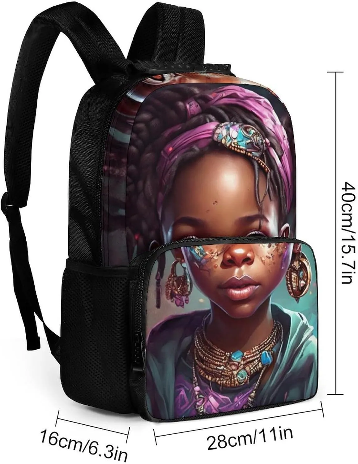 Afro Women African American Black Woman Art Rucksacks Lightweight Multipurpose Anti-Theft Shoulder Bag Big Capacity Traveling & Camping Backpack With Side Pockets