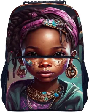 Afro Women African American Black Woman Art Rucksacks Lightweight Multipurpose Anti-Theft Shoulder Bag Big Capacity Traveling & Camping Backpack With Side Pockets