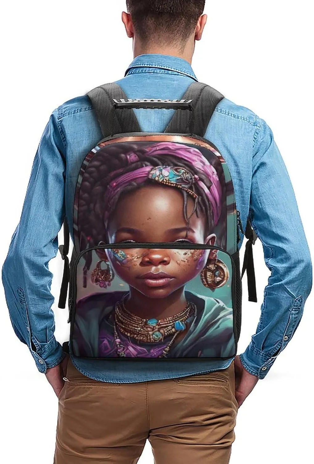 Afro Women African American Black Woman Art Rucksacks Lightweight Multipurpose Anti-Theft Shoulder Bag Big Capacity Traveling & Camping Backpack With Side Pockets