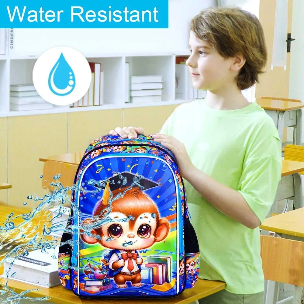 AGSDON 3PCS Kids Backpack for Boys, Toddler Backpack for Boy with Lightweight Water Resistant, Bookbag Set with Lunch Box Pencil Case