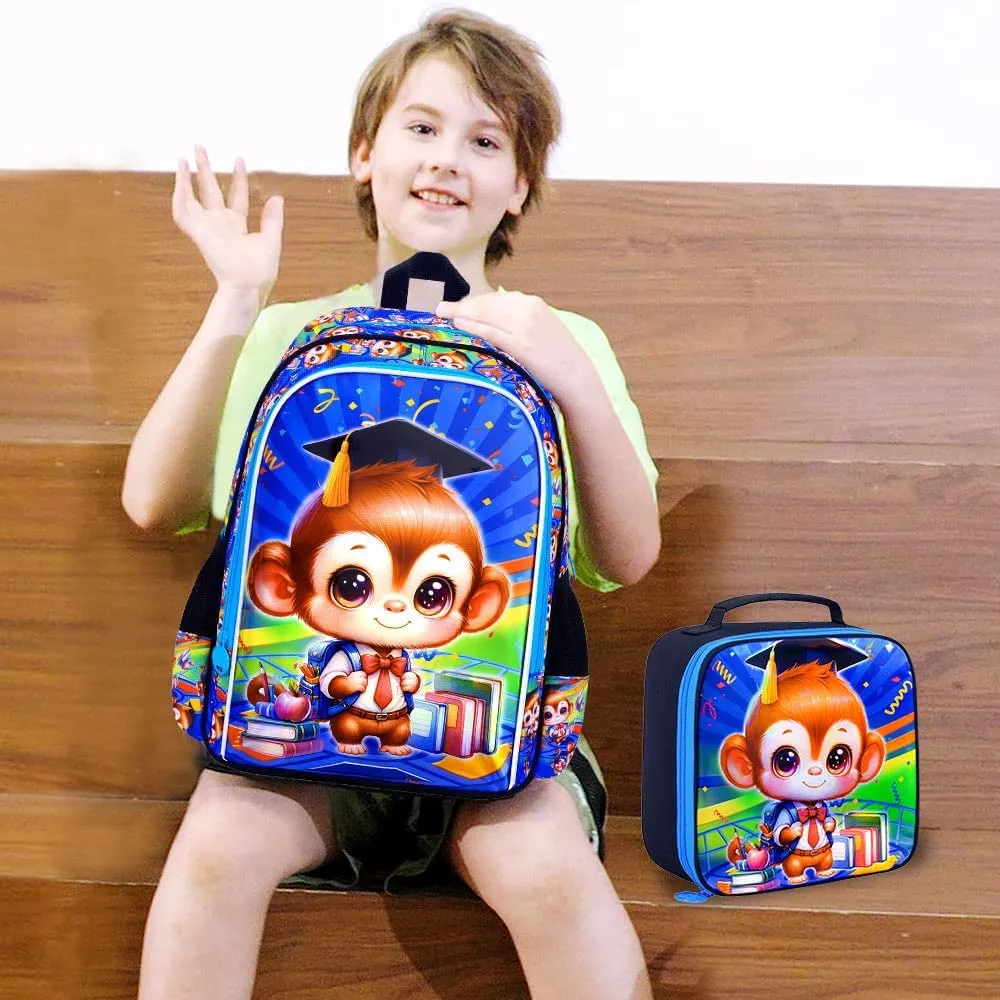 AGSDON 3PCS Kids Backpack for Boys, Toddler Backpack for Boy with Lightweight Water Resistant, Bookbag Set with Lunch Box Pencil Case